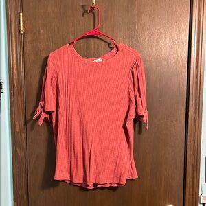 Women's Coral Top with Tie Sleeves